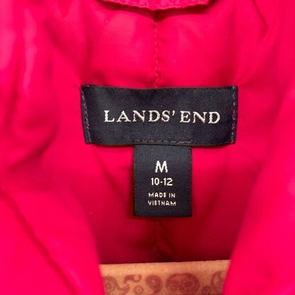Lands End Goose Down Filled Full Zip Puffer Vest Pink Medium 10-12 - Picture 2 of 7